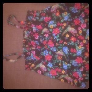 Floral black tank top